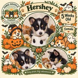 Hershey - Black and tan female Pembroke Welsh Corgi puppy in Garden Grove, California from Corgi Noodles Garden