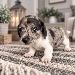 Smokey - Dapple male Dachshund puppy in Gilbertsville, Kentucky from DeLaunes Dachshunds