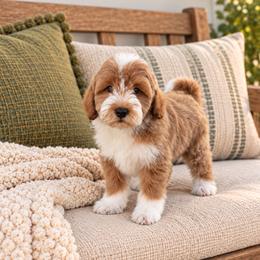 Canyon - Red  male Goldendoodle puppy in Floyd, Virginia from Hearts and Paws Poodles and Doodles