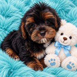 Mars - Black and tan male Yorkipoo puppy in Lebanon, Kentucky from Mosaic Merle Doodles