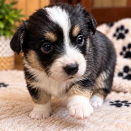 Reba - Black and white female Cardigan Welsh Corgi puppy in Kerens, West Virginia from Leather & Lace