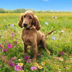 Yellow Collar girl - Red female Irish Doodle puppy in Madison, Wisconsin from Morningside Doodles