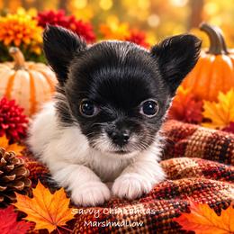 Marshmallow - Black and white male Chihuahua puppy in Choctaw, Oklahoma from Savvy Chihuahuas of Oklahoma
