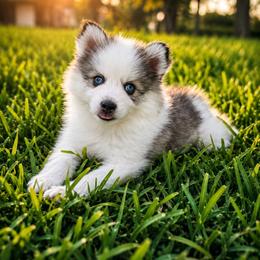 Dolly - Gray and white female Pomsky puppy in La Verne, California from Red Cedar Pomskies