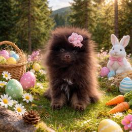 Truffle - Chocolate and tan female Pomeranian puppy in Roseburg, Oregon from Dbos Furry Friends