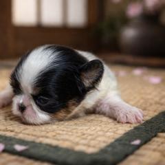 Puppy 1 - Black tan and white female Japanese Chin puppy in Rapid City, South Dakota from Sakura Japanese Chin