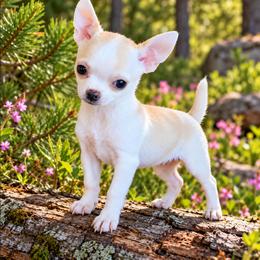 Aspen - Fawn and white female Chihuahua puppy in Tremonten, Utah from Qu-Te's Chihuahuas