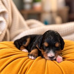Stuffing - Tri-color male Bernedoodle puppy in Travelers Rest, South Carolina from Bernedoodle.do