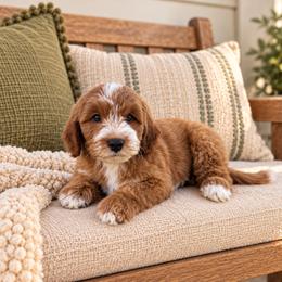 Ridge - Red  male Goldendoodle puppy in Floyd, Virginia from Hearts and Paws Poodles and Doodles