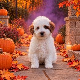 Everest - Parti male Goldendoodle puppy in Roseburg, Oregon from Dbos Furry Friends