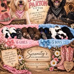Red Collar - Black male Goldendoodle puppy in Sanderson, Florida from Serenity Goldendoodles