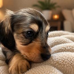 Koda - Dapple male Dachshund puppy in Proctor, Montana from Blue Star Dachshunds