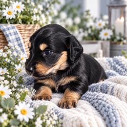 Heidi - Black and cream female Dachshund puppy in Gilbertsville, Kentucky from DeLaunes Dachshunds