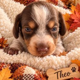 Theo - Piebald male Dachshund puppy in Mesa, Arizona from Dach Army LLC