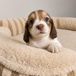 Peyton - Piebald female Dachshund puppy in Gold Canyon, Arizona from Silverking Kennels