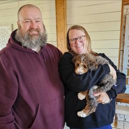 Lt Blue collar - Blue merle male Bernedoodle puppy in Shelby, North Carolina from Forever Grateful Doodles
