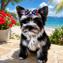 Sky - Parti male Yorkshire Terrier puppy in Parma Heights, Ohio from ANGELHEARTS YORKIES and yorkie darlings