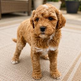 Goldie - Red female Bernedoodle puppy in Santa Barbara, California from K+C Doodles