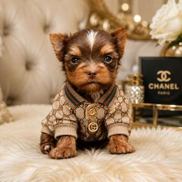 Orion - Chocolate and tan male Yorkshire Terrier puppy in Warren, Michigan from Danielle's Yorkie Babies