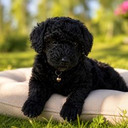 Magic - Black and white male Aussiedoodle puppy in Deer Park, Washington from Doodle Paw Ranch