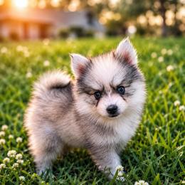 Wrangler - Gray and white male Pomsky puppy in La Verne, California from Red Cedar Pomskies