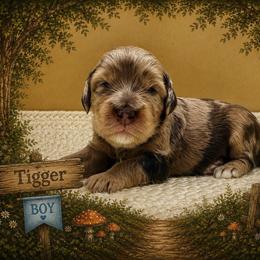 Tigger - Merle male Goldendoodle puppy in Hendersonville, North Carolina from Kim's Cove