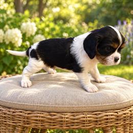 Milo - Tri-color male Cavalier King Charles Spaniel puppy in Belgrade, Montana from 406springhilldoodles