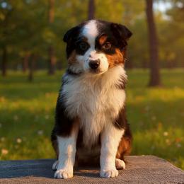 Black tri with more white - Black tri female Miniature American Shepherd puppy in New Mexico from Von Südwest German Shepherds and Mosaic Mini American Shepherds