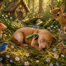 Dopey- Green - Apricot male Goldendoodle puppy in Bay City, Texas from Charming Doods Goldendoodles