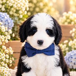December - Black and white male Bernedoodle puppy in Diamond Bar, California from Furrytaildoodles