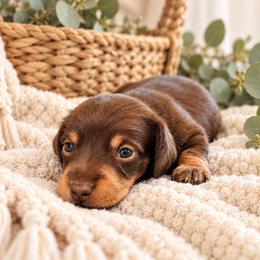 Chance- CKC Registration - Chocolate and tan male Dachshund puppy in Stoneville, North Carolina from Yadkin Valley Dachshunds
