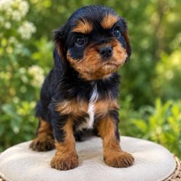 Mack - Black and tan male Cavalier King Charles Spaniel puppy in Belgrade, Montana from 406springhilldoodles
