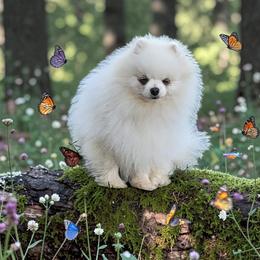 Gio - White male Pomeranian puppy in Paw Paw, Michigan from Fairy Tale Poms & English Toy Spaniels