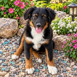 Rooty - Black tri male Miniature Australian Shepherd puppy in Lakeport, California from Akins Aussies/Wild Rose Ranch