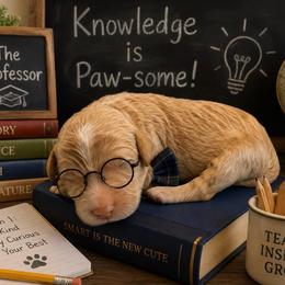 The Professor - Parti male Goldendoodle puppy in Social Circle, Georgia from Poppiedoodle Farms