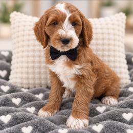 Spooky - Red  male Goldendoodle puppy in Fordland, Missouri from K&K's Puppy Kingdom
