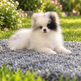 Little Halo 3000 - Blue parti female Pomeranian puppy in Bonita Springs, Florida from 🤎 Dreaming Puppies 🐶