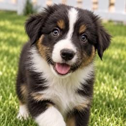 Acadia - Black Tri Female - Black tri-color female Australian Shepherd puppy in Hugo, Colorado from Frying Pan Ranch Australian Shepherds
