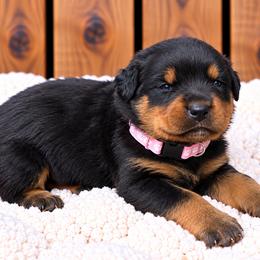 Light pink paw print - Black and mahogany female Rottweiler puppy in Industry, Illinois from KDKs Kennels