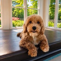 Ambrosia - Apricot male Goldendoodle puppy in North Royalton, Ohio from Johnson's Doodles
