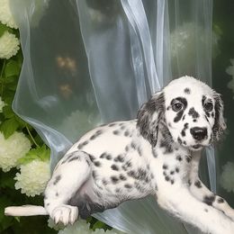 Cleopatra - White and black female Dalmatian puppy in Sugar Land, Texas from Long Coat Dalmatians