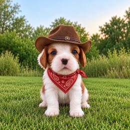 Buffalo Bill - Blenheim male Cavalier King Charles Spaniel puppy in Enid, Oklahoma from Laurel Crown Cavaliers