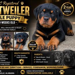 Male - Black and mahogany male Rottweiler puppy in Birmingham, Alabama from K&B Rotts