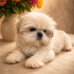 Oscar - Cream and white male Shih Tzu puppy in Walnut Ridge, Arkansas from Maltese Madness by Shannon Smith
