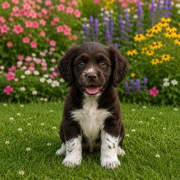 Pink Girl - Brown and white female Cocker Spaniel puppy in Beggs, Oklahoma from Southern Country Cockers