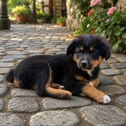 Buster - Black tri male Miniature Australian Shepherd puppy in Lakeport, California from Akins Aussies/Wild Rose Ranch
