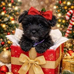 VP Purple - Black and white female Schnoodle puppy in Benson, North Carolina from A Bundle of Love