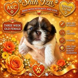 Girl 1 - Red and white female Shih Tzu puppy in Dallas, Texas from Almost Heaven Shih Tzu