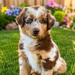 Dwight- Red Merle - Red merle male Australian Shepherd puppy in Hugo, Colorado from Frying Pan Ranch Australian Shepherds