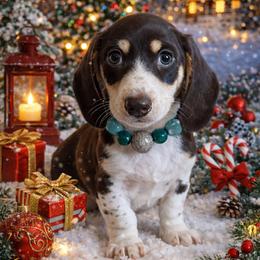 Brett - Piebald male Dachshund puppy in Lincoln, Arkansas from Red Dirt Dachshunds